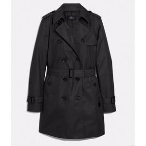 NWT COACH Women's Mid Trench Coat Black F34024 Size Small S